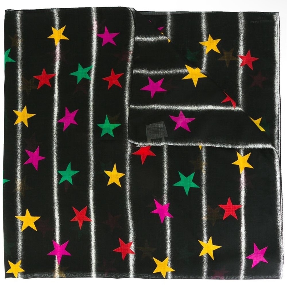 SAINT LAURENT Silk Scarf YSL stars etoiles tribute NWOT comes in YSL box SILK